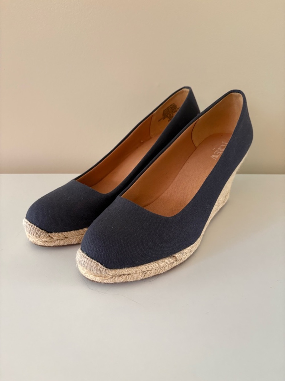 J. Crew Navy Espadrille Wedge Pumps